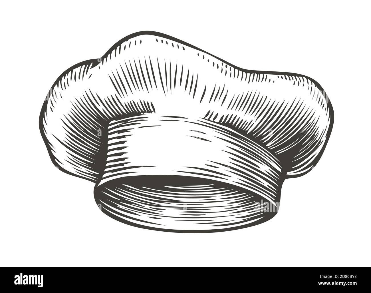 Abbozzo cappello da chef. Illustrazione vettoriale vintage in cucina Illustrazione Vettoriale