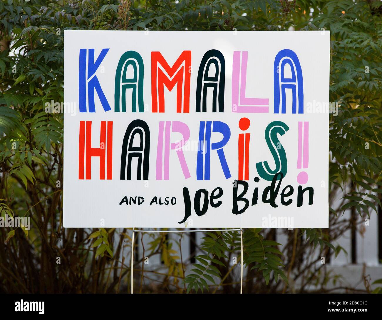 2020 segno del cantiere presidenziale per i democratici Kamala Harris e Joe Biden Foto Stock