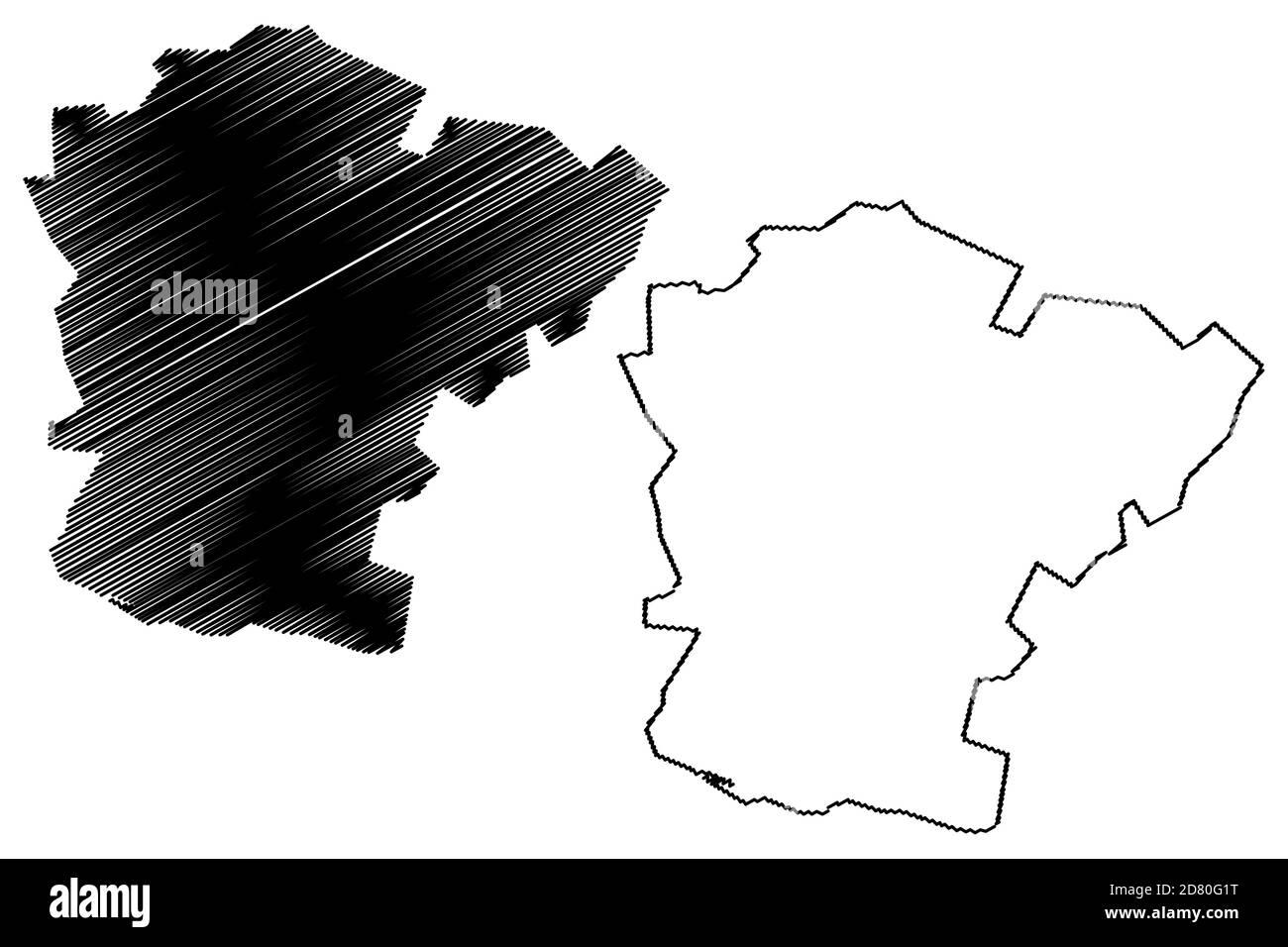 Enugu City (Repubblica federale di Nigeria, Enugu state) mappa vettoriale illustrazione, scrimble sketch Città di Enugwu mappa Illustrazione Vettoriale