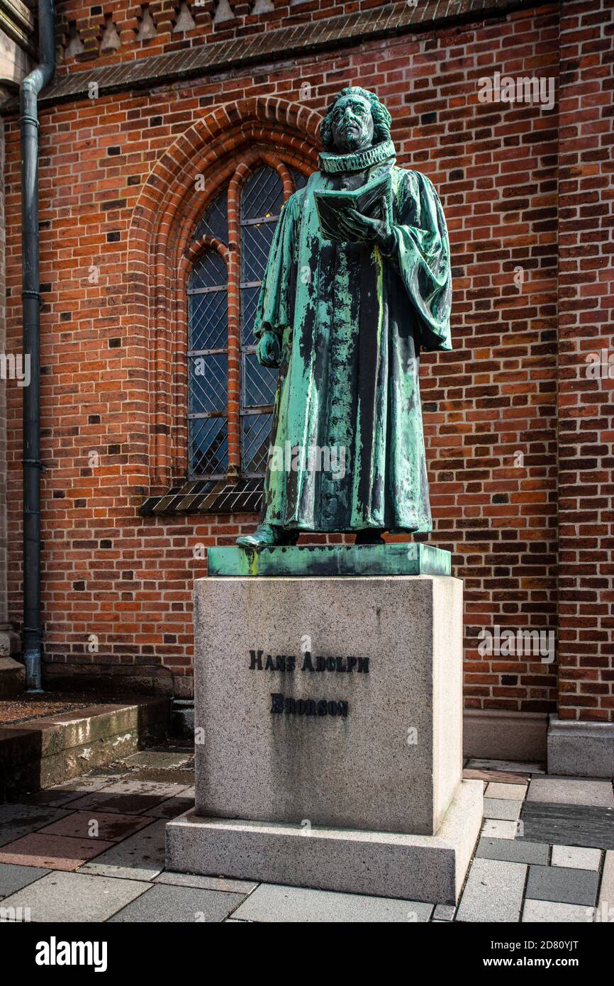 Statua di Hans Adolph Brorson a Ribe, Danimarca Foto Stock
