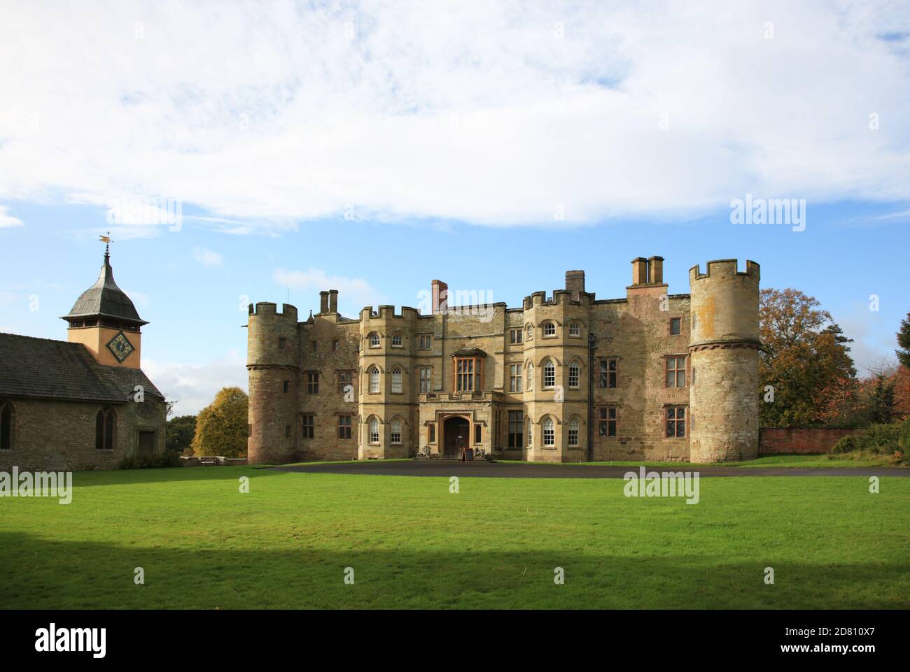 Croft castello vicino Leominster, Herefordshire, Inghilterra, Regno Unito. Foto Stock