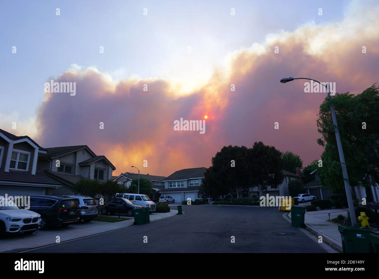 Fumo dal fuoco di Silverado Canyon Foto Stock