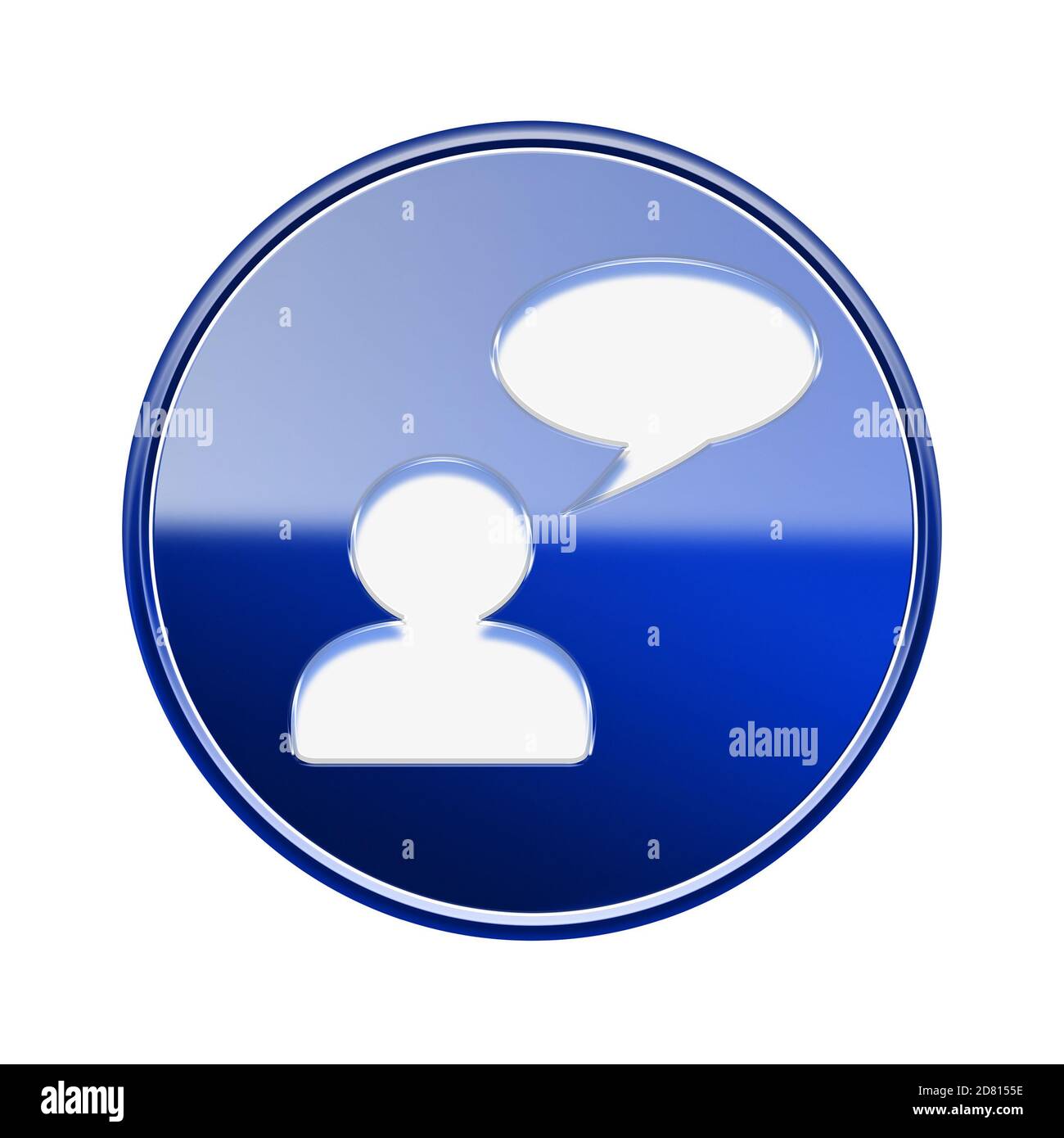 Icona Chat blu lucido, isolato su sfondo bianco Foto Stock