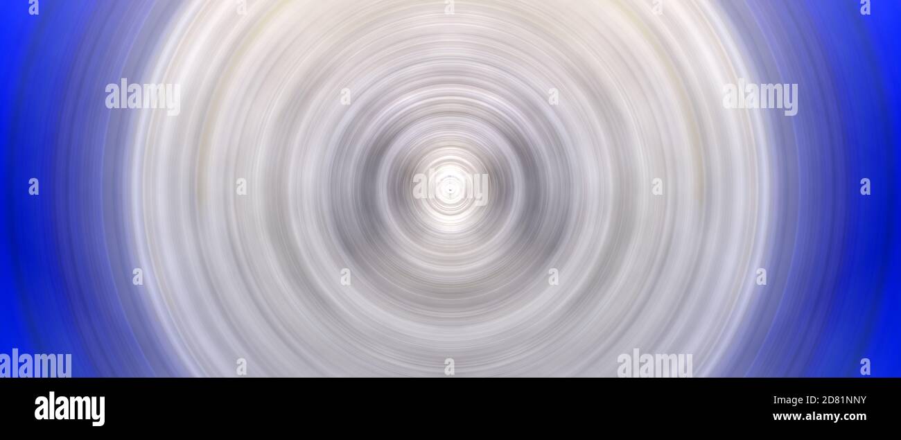 Astratto sfondo blu rotondo. Cerchi dal punto centrale. Immagine di cerchi divergenti. Rotazione che crea cerchi. Foto Stock