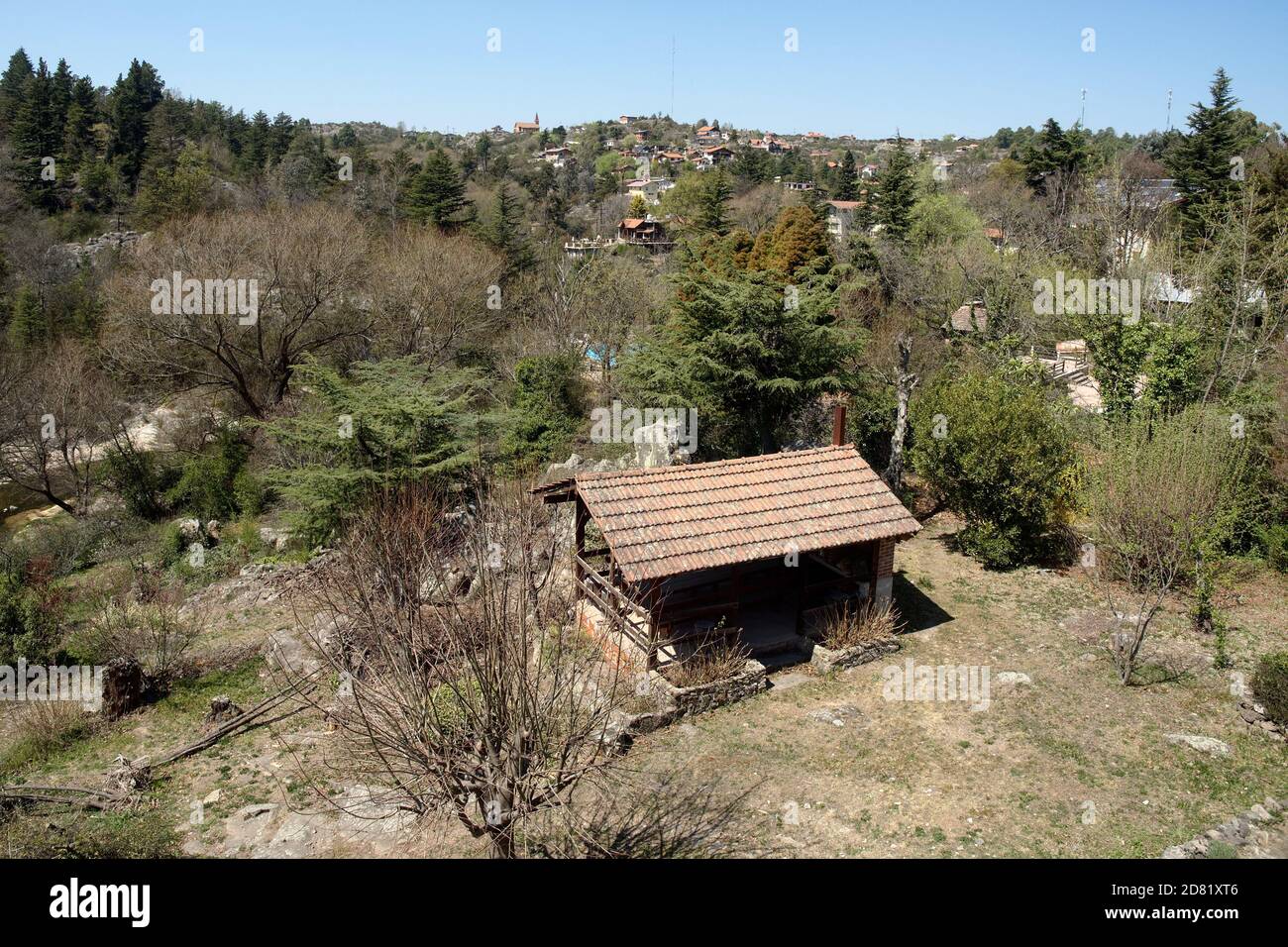 La Cumbrecita, Cordoba, Argentina - 2020: Vista panoramica di questa città turistica. Foto Stock