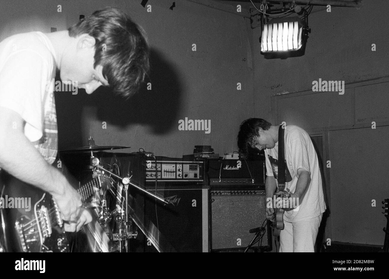 Il gruppo indie rock britannico Moose si esibisce al Wellhead Inn, Wendover, Buckinghamshire, UK, 06/04/91. Foto Stock