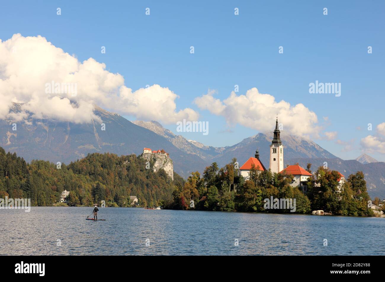 Bellissimo lago di Bled in Slovenia Foto Stock