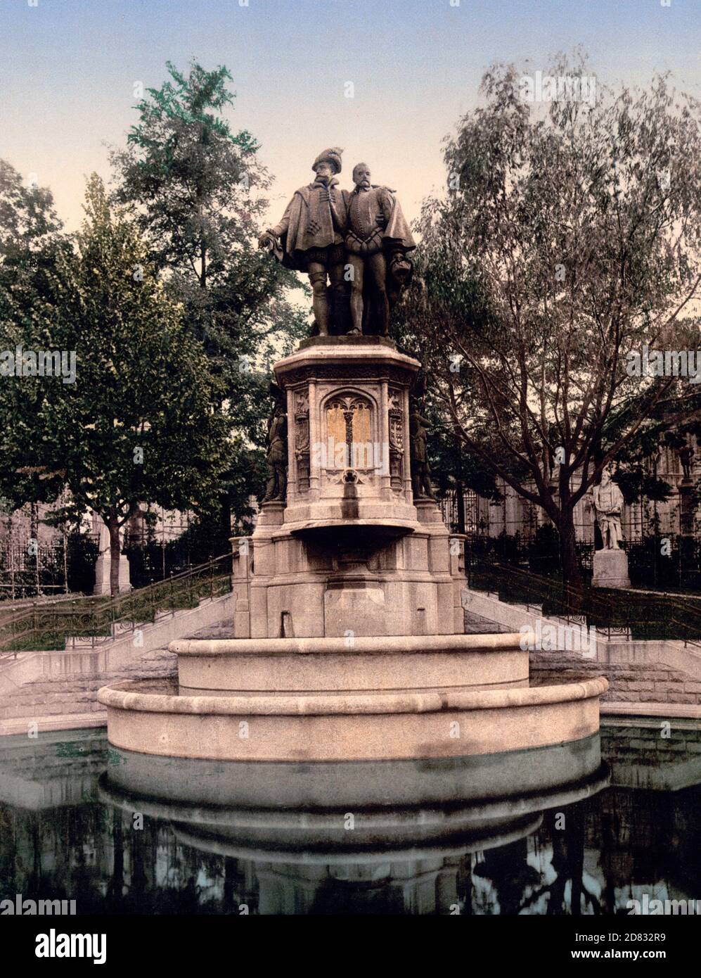 Conte Egmont ancountd Horen (i.e, Hoorn), Monumento, Bruxelles, Belgio, circa 1900 Foto Stock