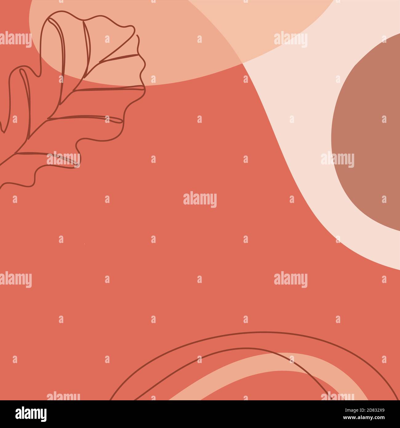 Foglia d'autunno in stile lineare disegnato a mano. Illustrazione Vettoriale
