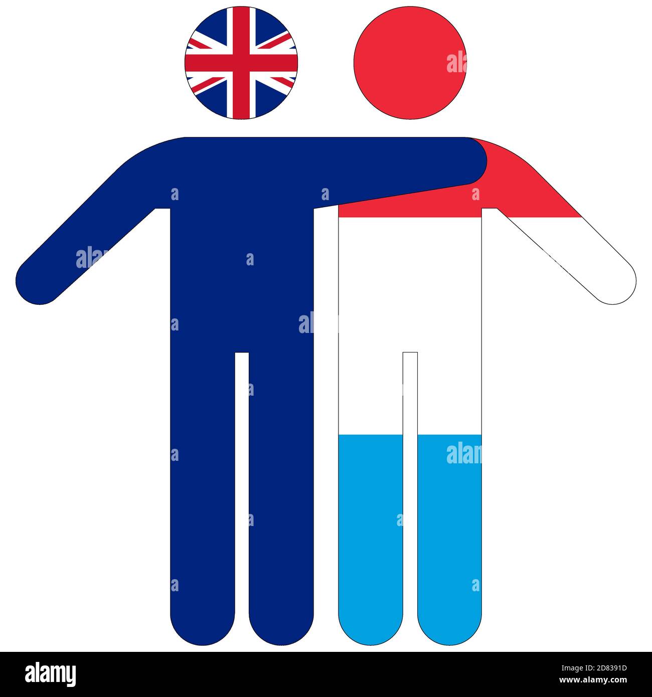 UK - Lussemburgo / concetto di amicizia su sfondo bianco Foto Stock