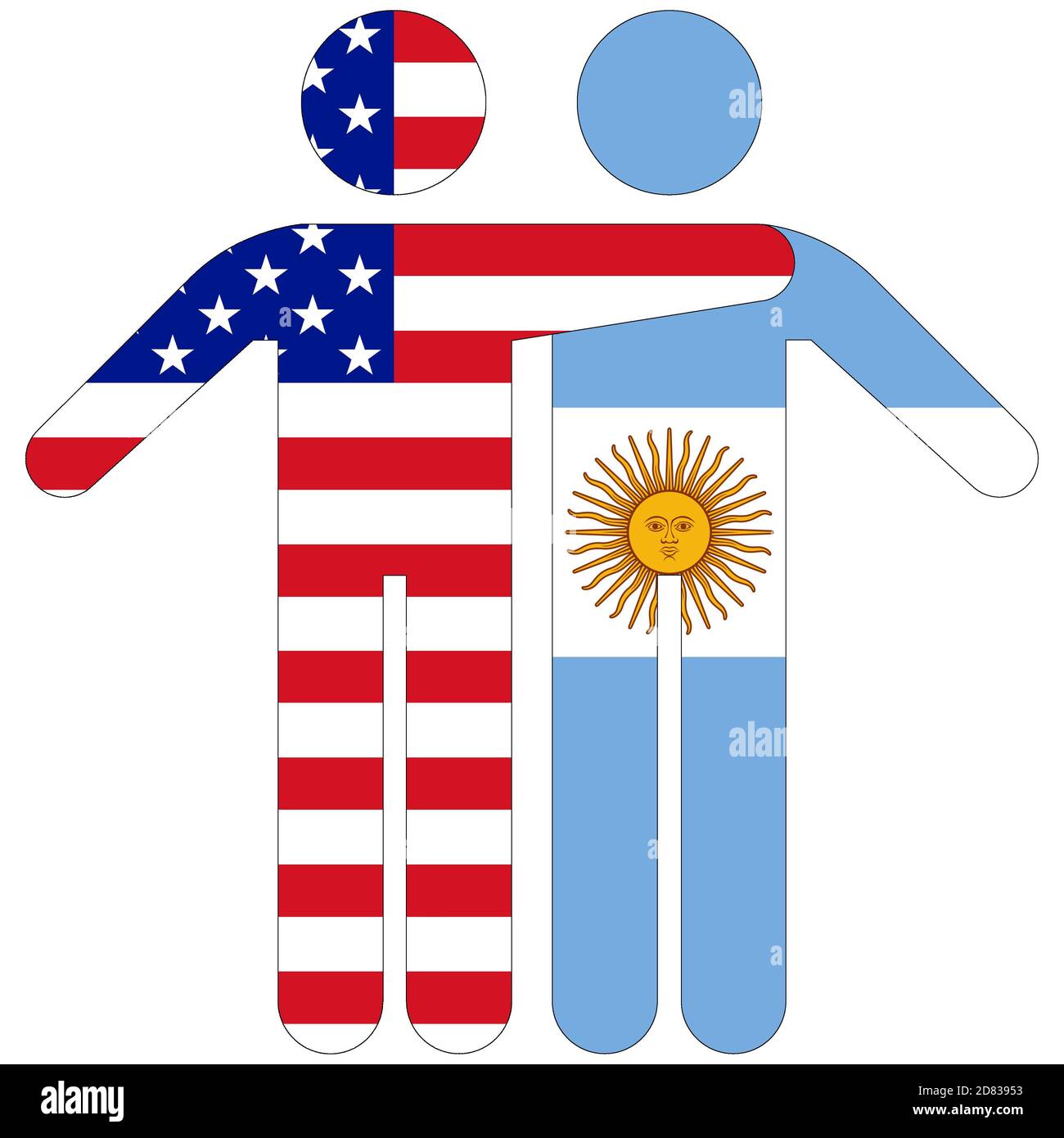 USA - Argentina / concetto di amicizia su sfondo bianco Foto Stock