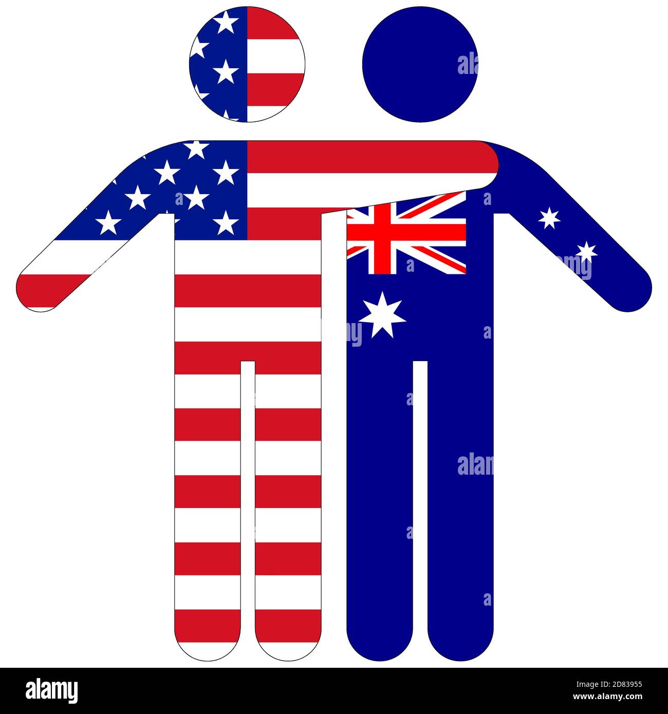 USA - Australia / concetto di amicizia su sfondo bianco Foto Stock