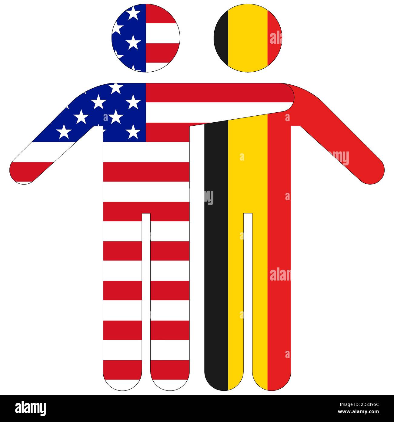 USA - Belgio / concetto di amicizia su sfondo bianco Foto Stock