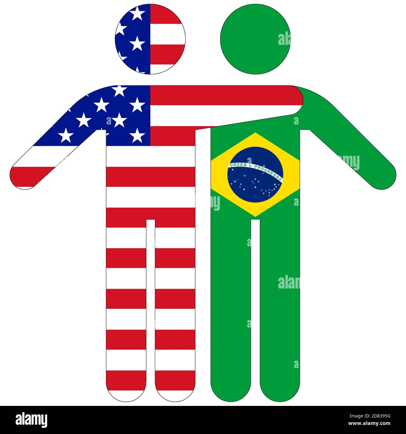 USA - Brasile / concetto di amicizia su sfondo bianco Foto Stock