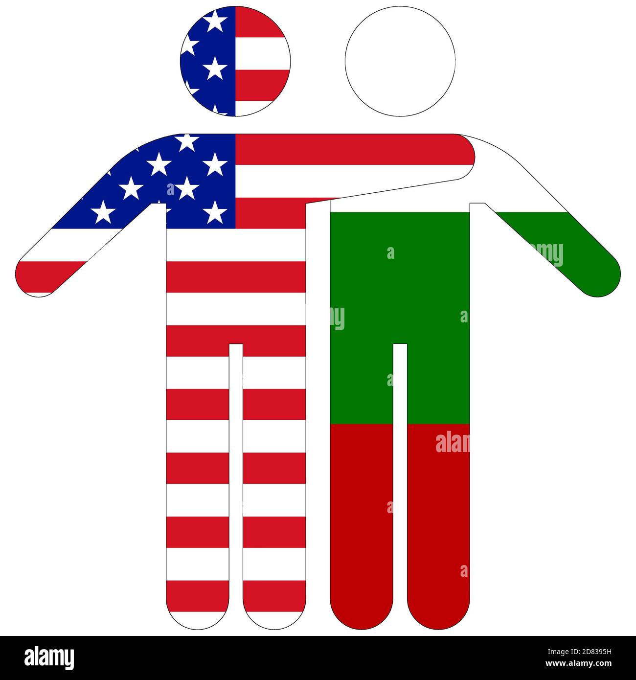 USA - Bulgaria / concetto di amicizia su sfondo bianco Foto Stock