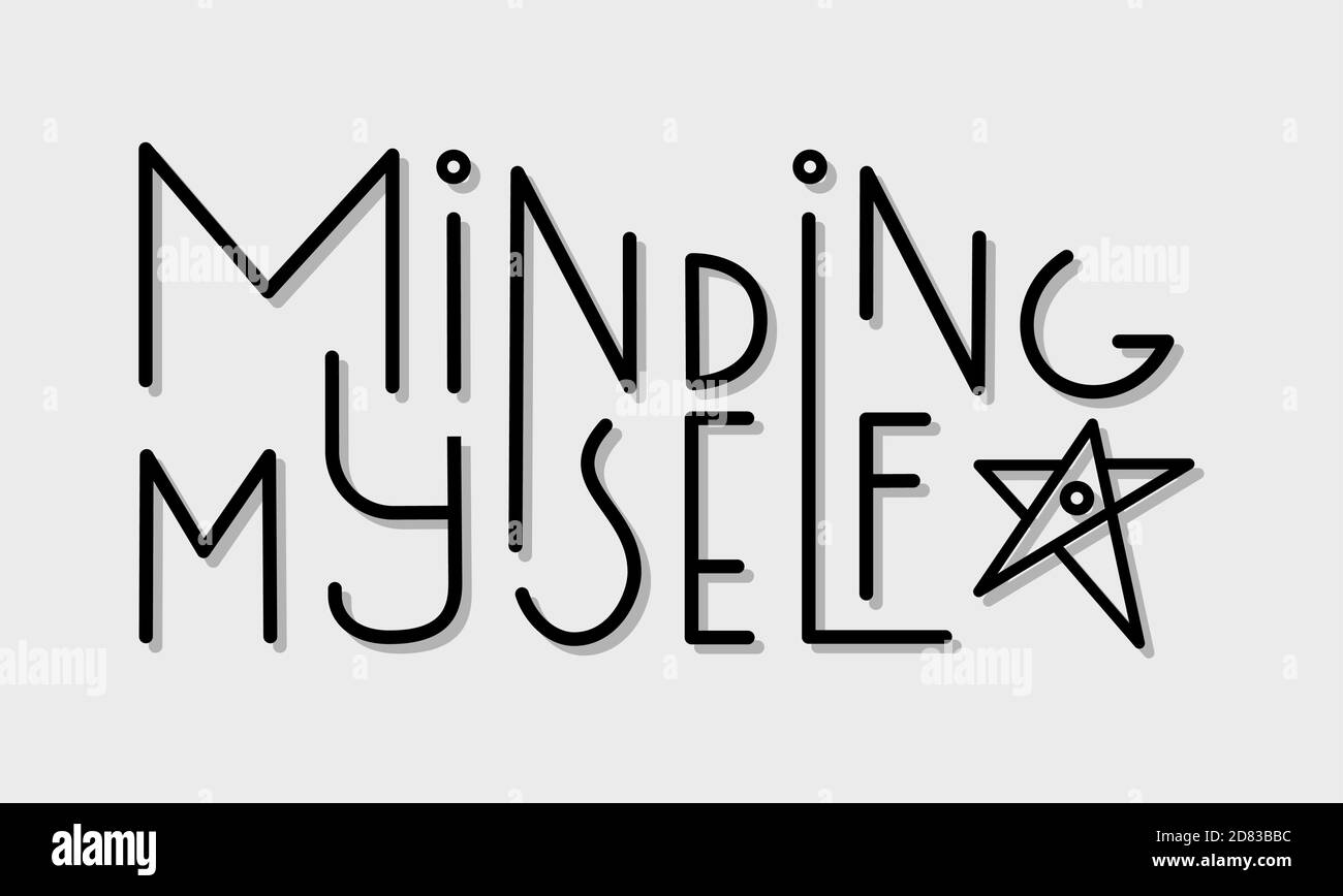 Inding me lettering disegno circa la tendenza moderna del consumatore per l'ansia e lo stress Illustrazione Vettoriale