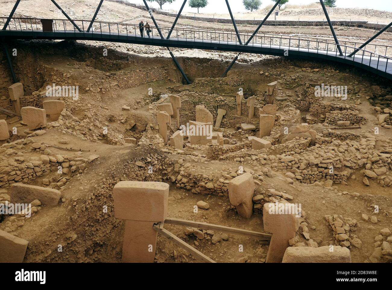 Sito archeologico di Gobeklitepe Sanliurfa/Turchia. (Gobeklitepe il più antico tempio del mondo. Gobekli Tepe è un sito patrimonio dell'umanità dell'UNESCO). Foto Stock