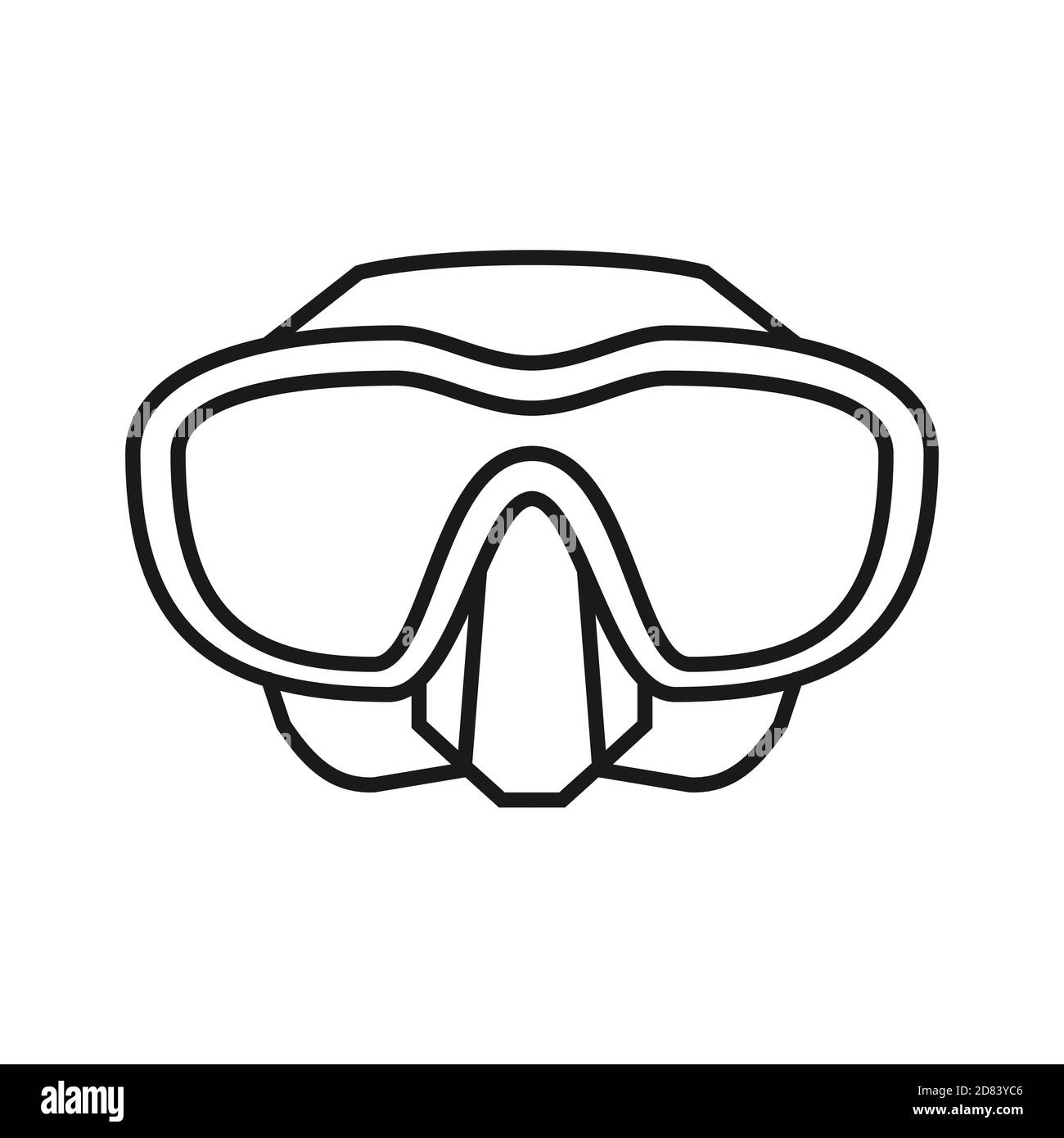 Maschera subacquea con occhiali. Icona maschera snorkeling. Attrezzature per immersioni subacquee e freewiving. Illustrazione Vettoriale