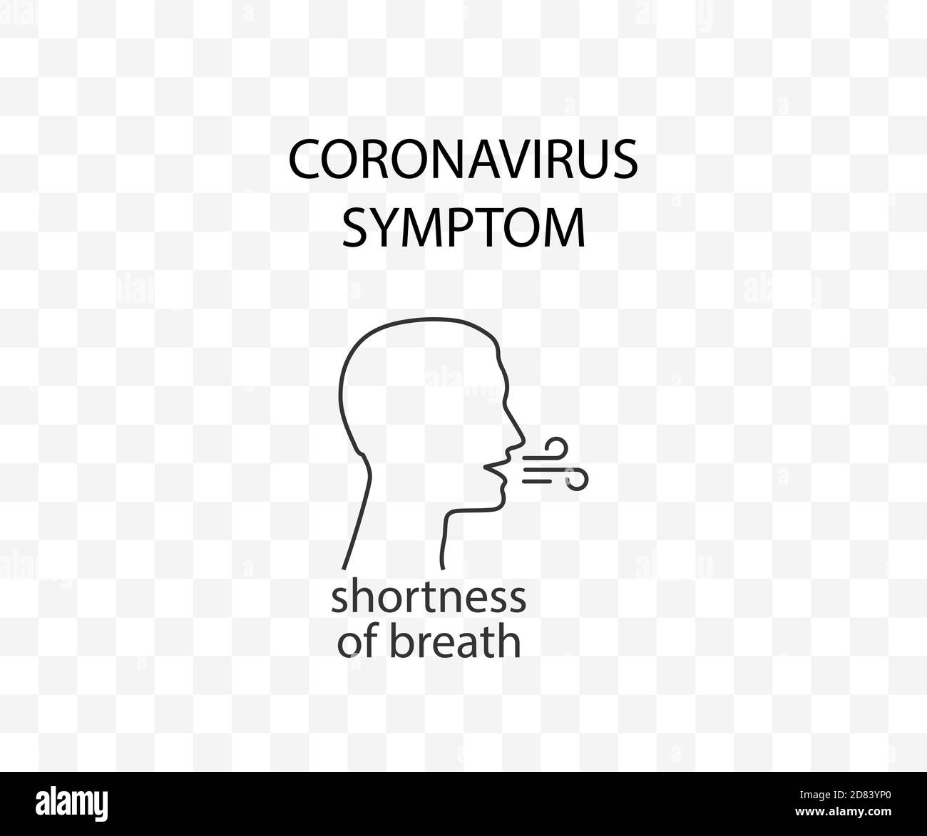 Coronavirus sintomo, mancanza di respiro, covid-19. Illustrazione vettoriale. Illustrazione Vettoriale