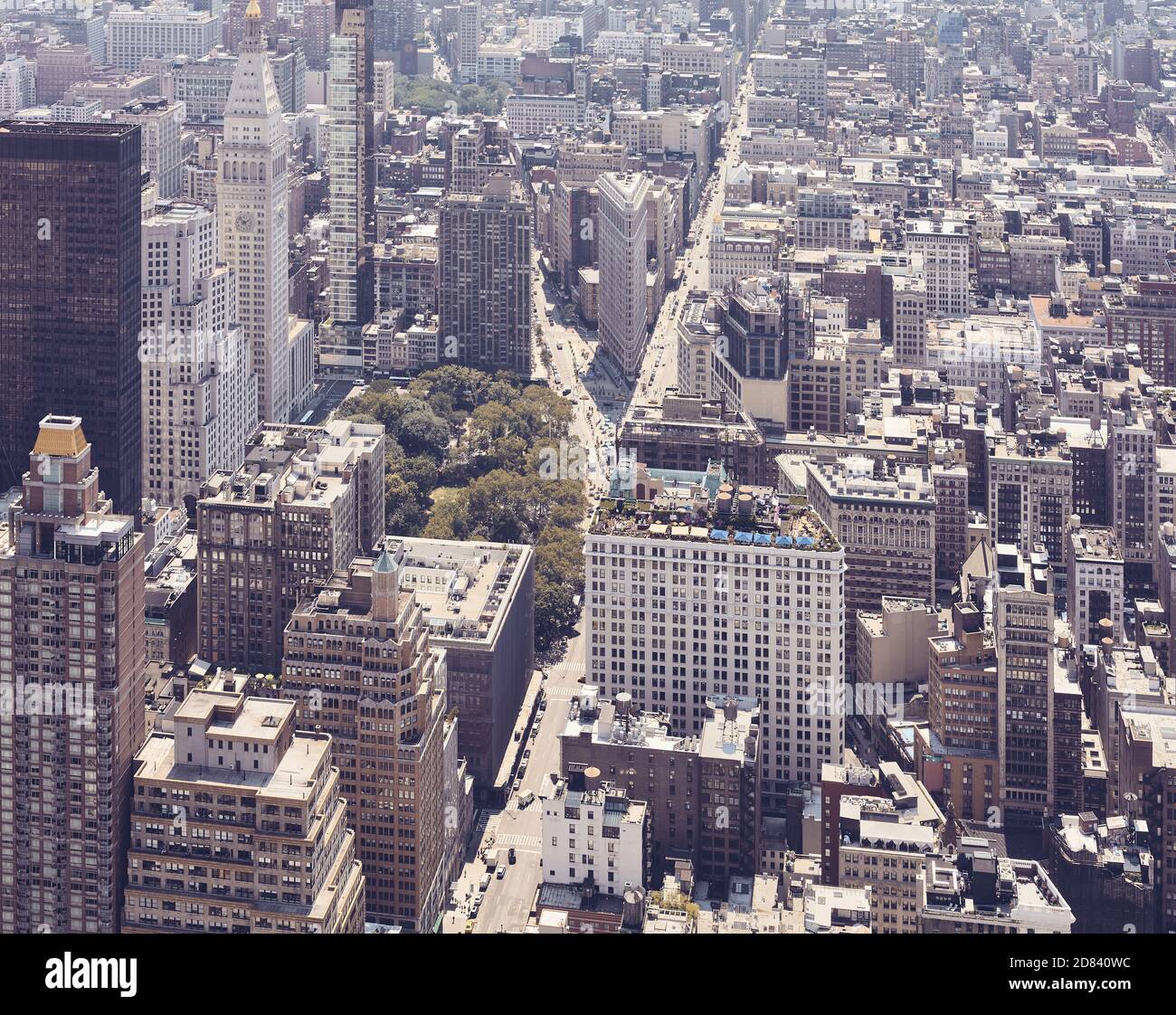 Vista aerea in tonalità vintage di New York City, Stati Uniti. Foto Stock