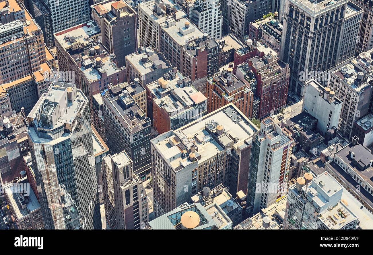 Retrò tonica vista aerea della città di New York, Stati Uniti d'America. Foto Stock