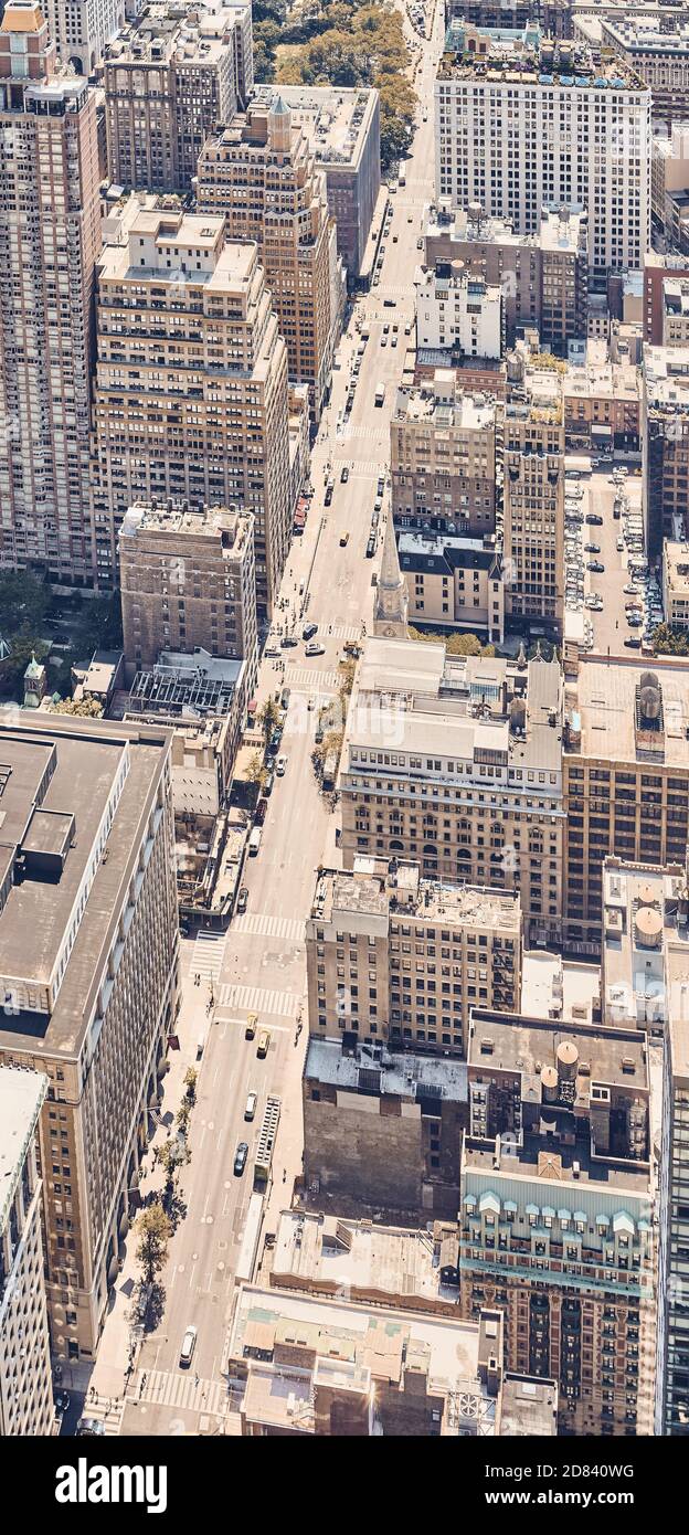 Retrò tonica vista aerea della città di New York, Stati Uniti d'America. Foto Stock