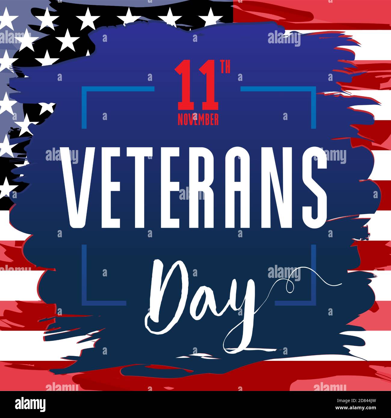 Banner creativo Happy Veterans Day USA. Modello grafico astratto isolato. Onorando tutti coloro che hanno servito. Scritta calligrafica. Grazie ai veterani Illustrazione Vettoriale