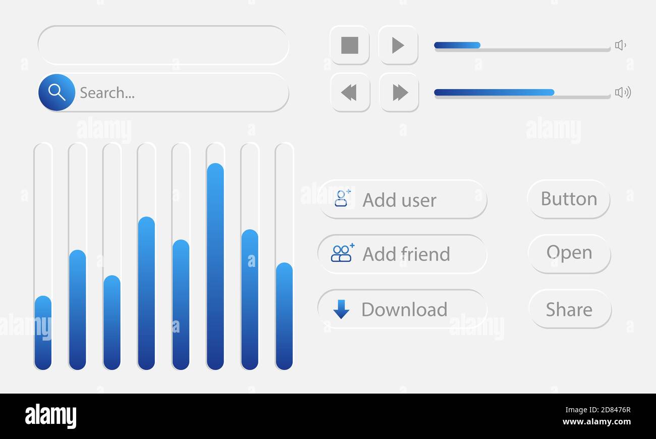 Modello di layout del pannello di amministrazione UI UX con grafica HUD, elementi dell'interfaccia utente, grafici, grafici, pulsanti. Illustrazione Vettoriale