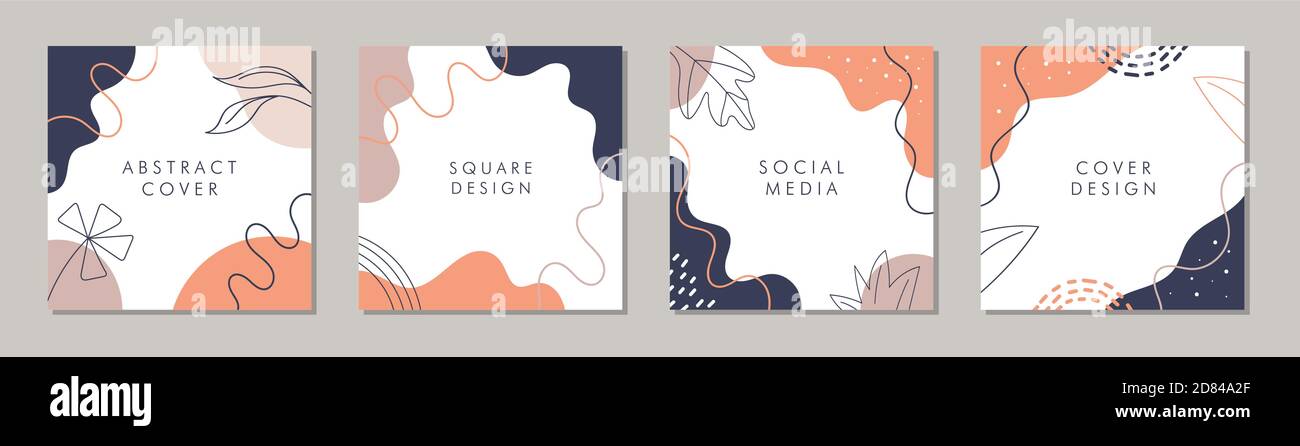 Modello quadrato astratto alla moda con un concetto colorato e naturale. Può essere utilizzato per post sui social media, app per dispositivi mobili, banner, annunci Web o Internet. Illustrazione Vettoriale