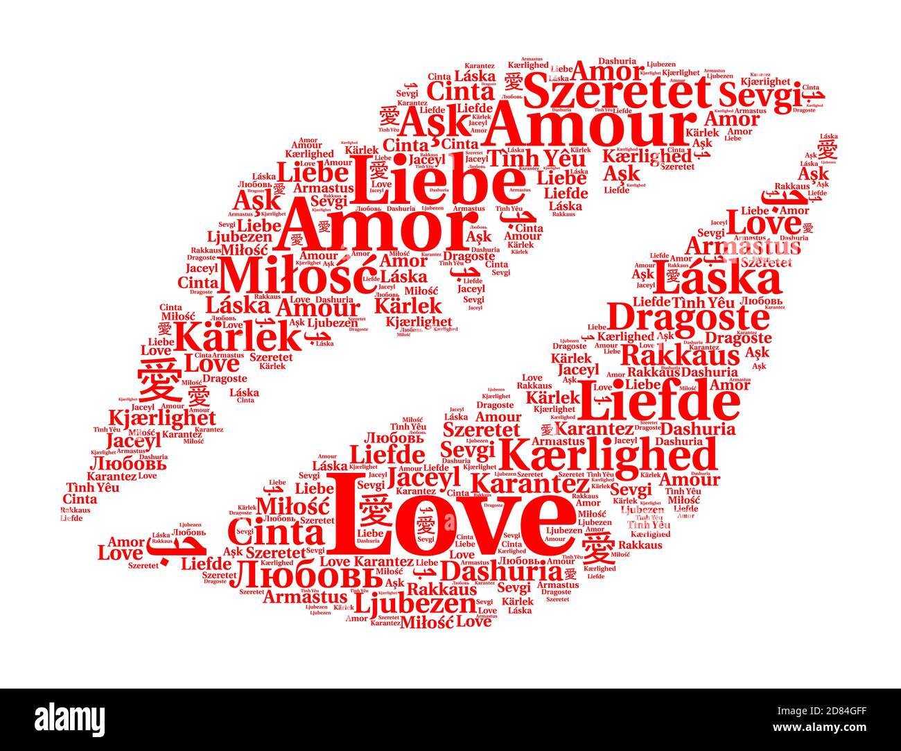 Illustrazione dell'amore in lingue diverse Foto Stock