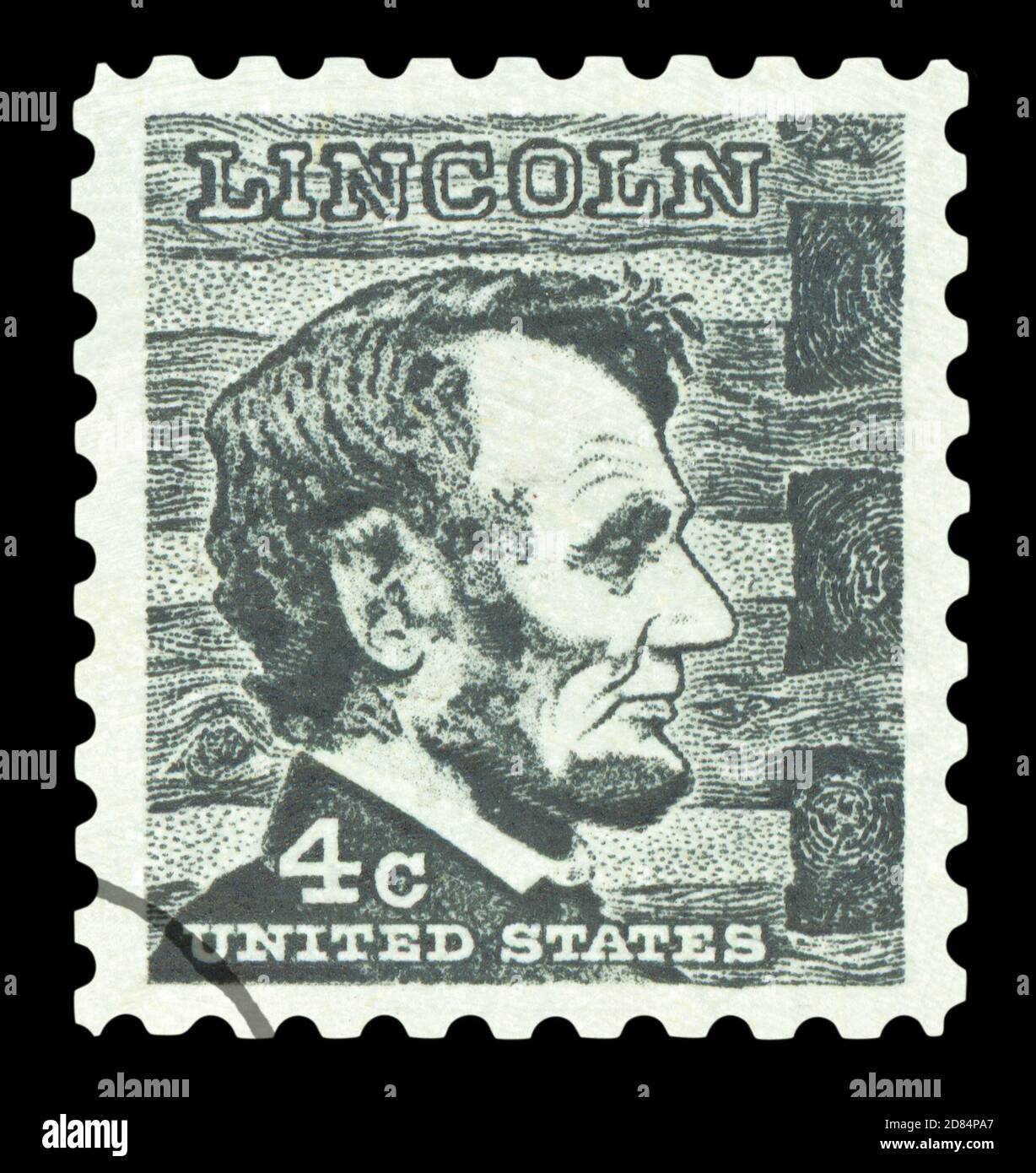 STATI UNITI D'AMERICA - CIRCA 1965: Un francobollo usato stampato negli Stati Uniti, raffigurante un'illustrazione del sedicesimo presidente degli Stati Uniti, Abra Foto Stock