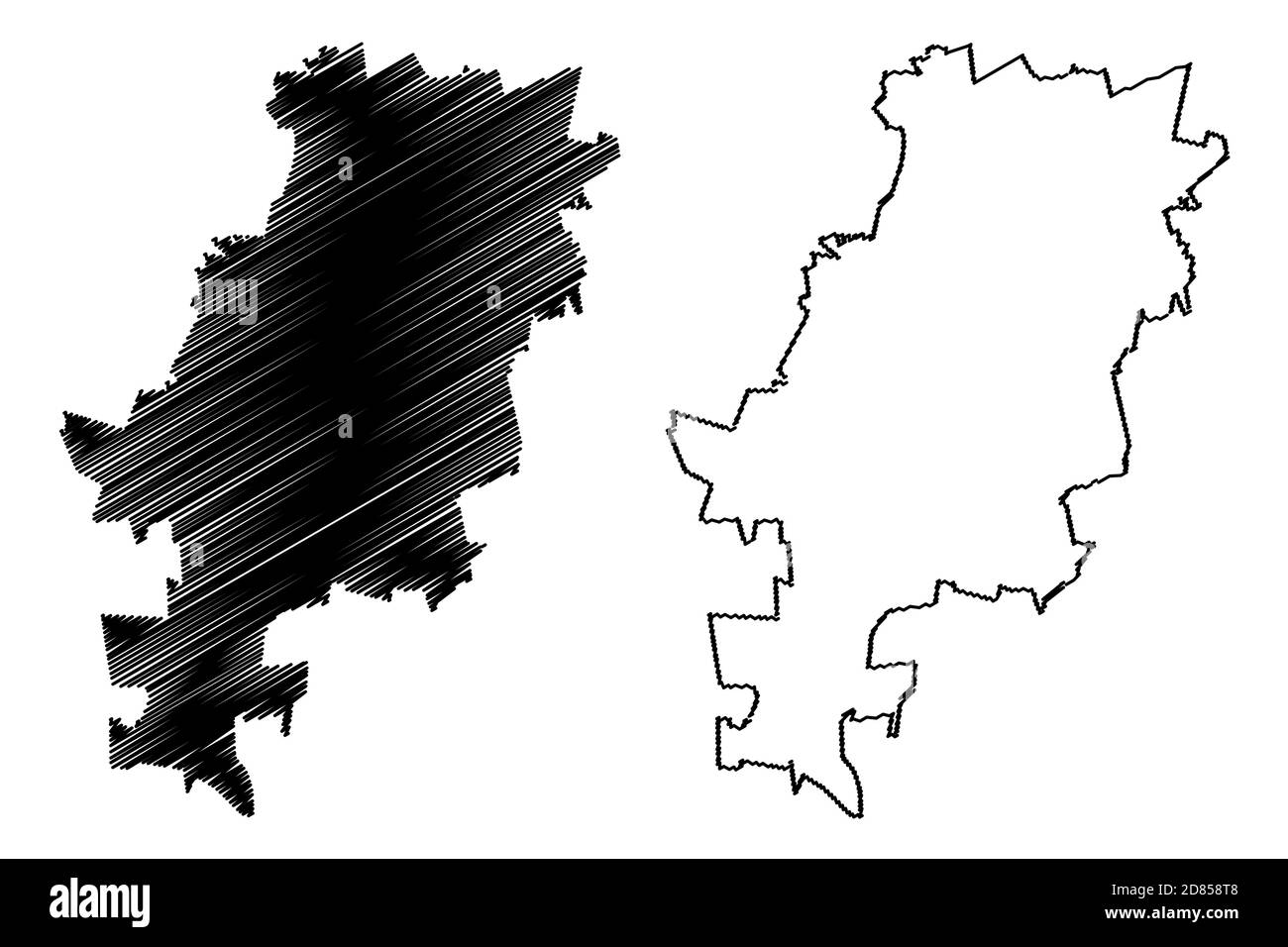 Città del comune metropolitano di Johannesburg (Repubblica del Sud Africa, RSA, Provincia di Gauteng) mappa illustrazione vettoriale, abbozzare città di Jozi Illustrazione Vettoriale