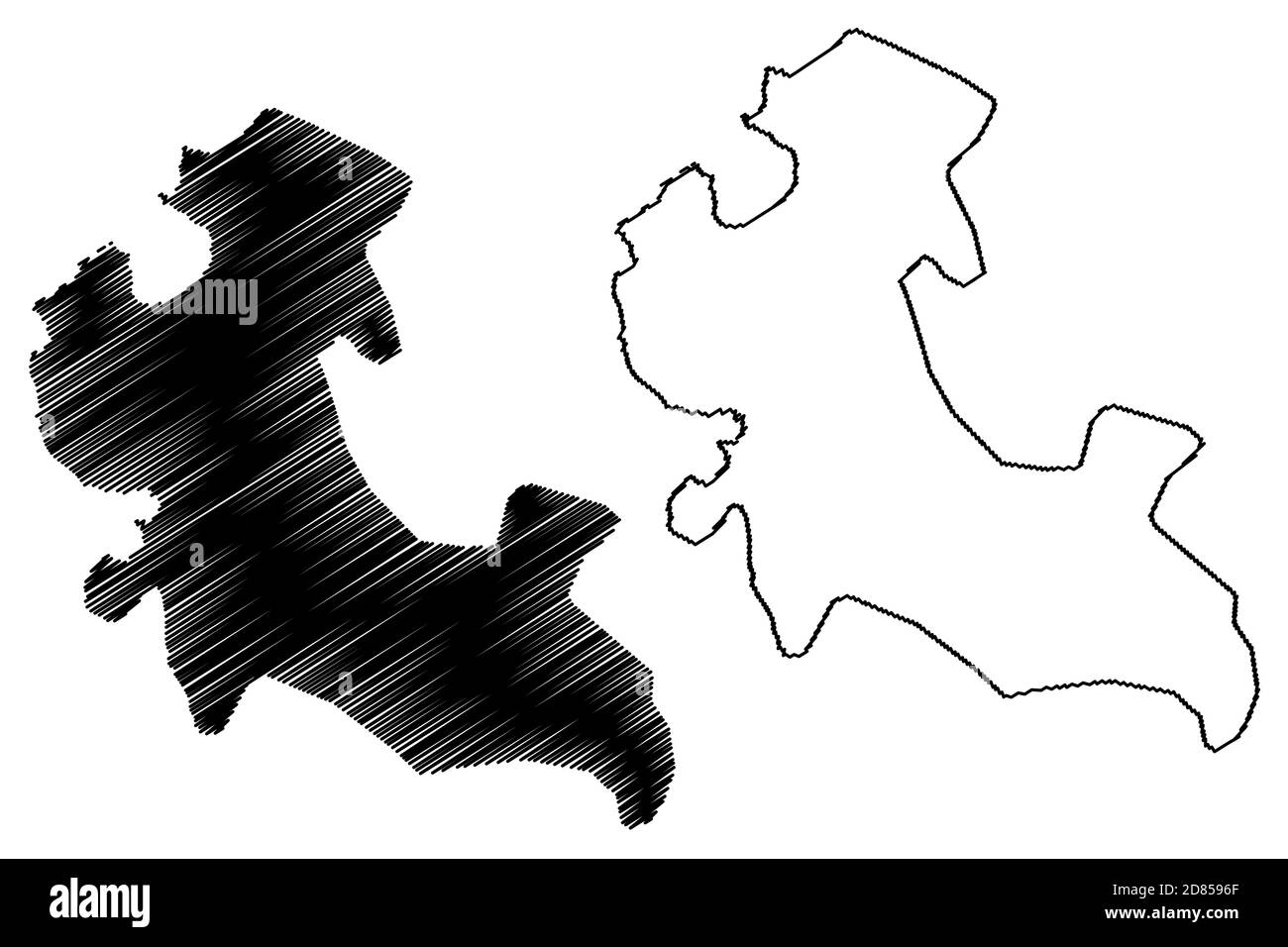 Mwanza Città (Repubblica unita di Tanzania, Regione Mwanza) mappa illustrazione vettoriale, scribbling schizzo Città di Nyanza mappa Illustrazione Vettoriale