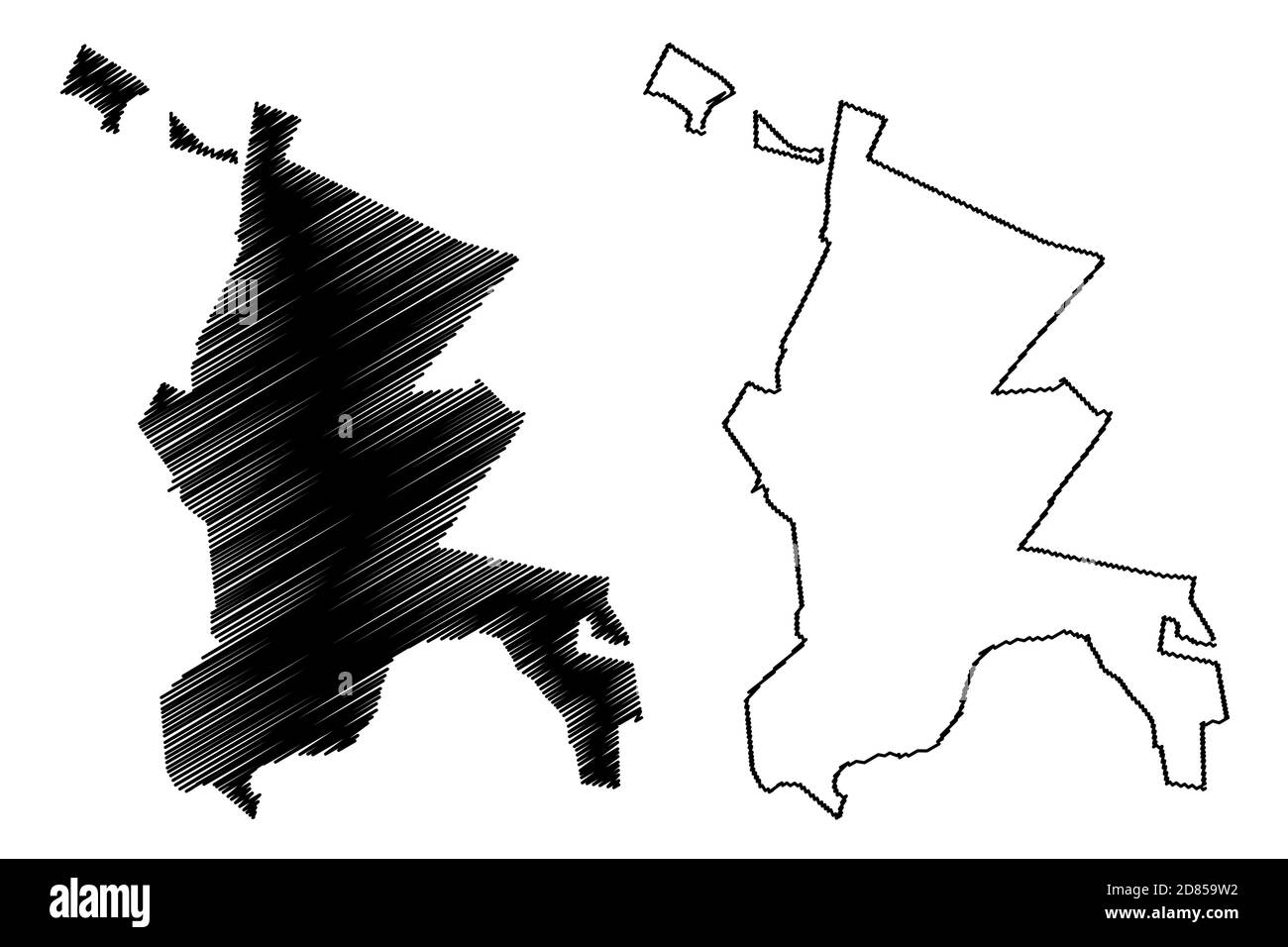 Vereeniging Città (Repubblica del Sud Africa, RSA, Provincia di Gauteng) mappa vettoriale illustrazione, scrimolo schizzo Città di Vereeniging mappa Illustrazione Vettoriale
