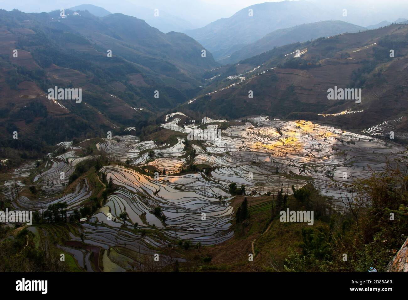 Yuan Yang Rice Terrace in Cina, la più grande terrazza di riso del mondo, patrimonio mondiale dell'umanità è nella provincia di Yunnan Foto Stock