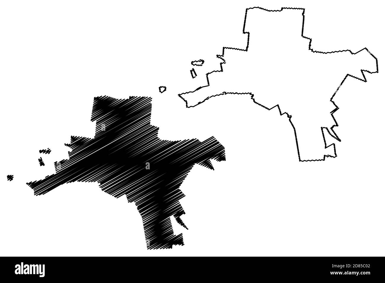 Città di Pretoria (Repubblica del Sud Africa, RSA, Provincia di Gauteng) mappa vettoriale illustrazione, abbozzare mappa Città di Pretoria mappa Illustrazione Vettoriale