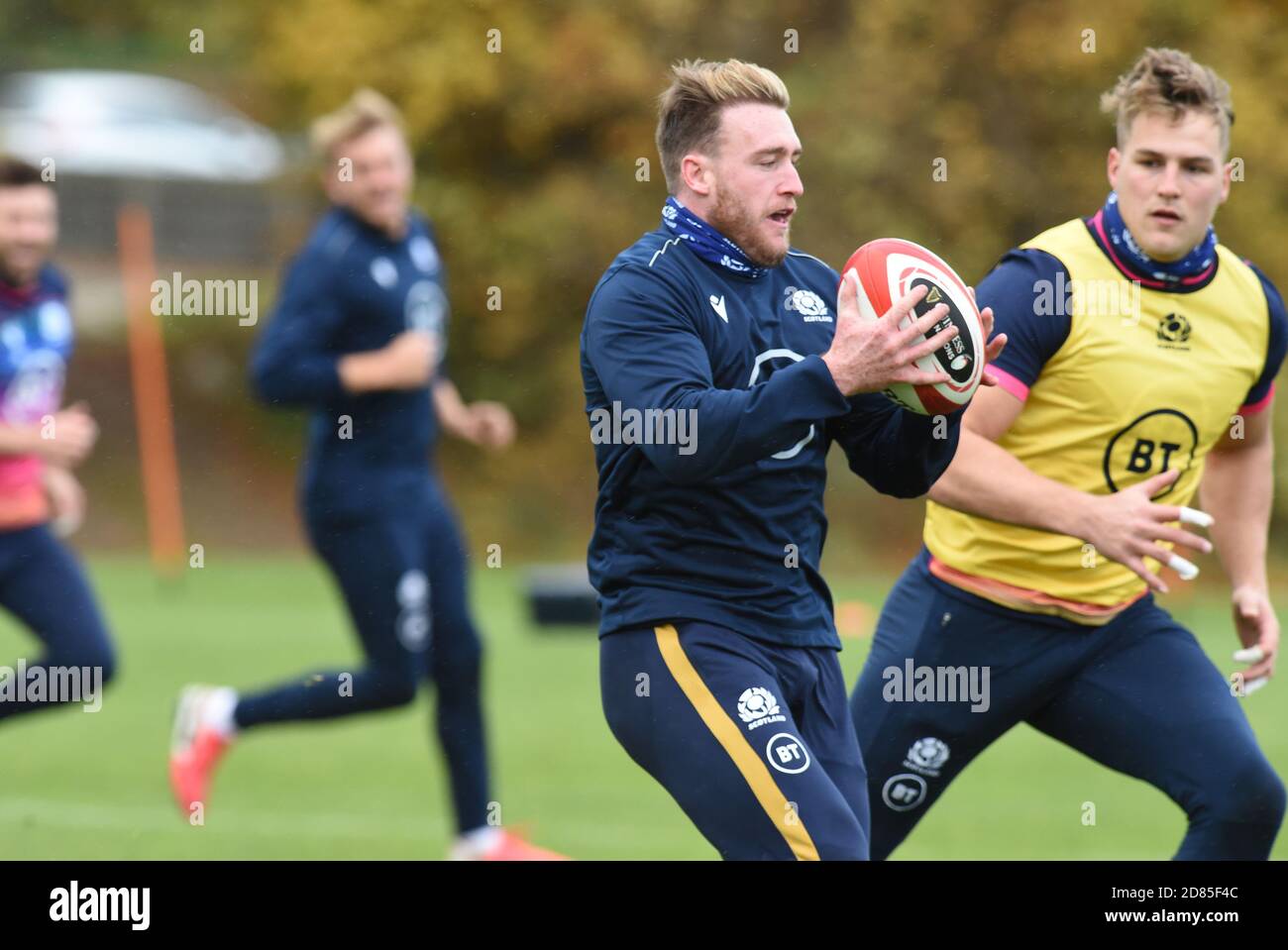 Oriam Sports Center Riccarton, Edimburgo. Scozia Regno Unito. 27 ottobre 20 sessione di allenamento del Rugby in Scozia in vista della partita finale delle sei Nazioni di Guinness contro il Galles . Stuart Hogg (Exeter Chiefs ) Credit: eric mcowat/Alamy Live News Foto Stock