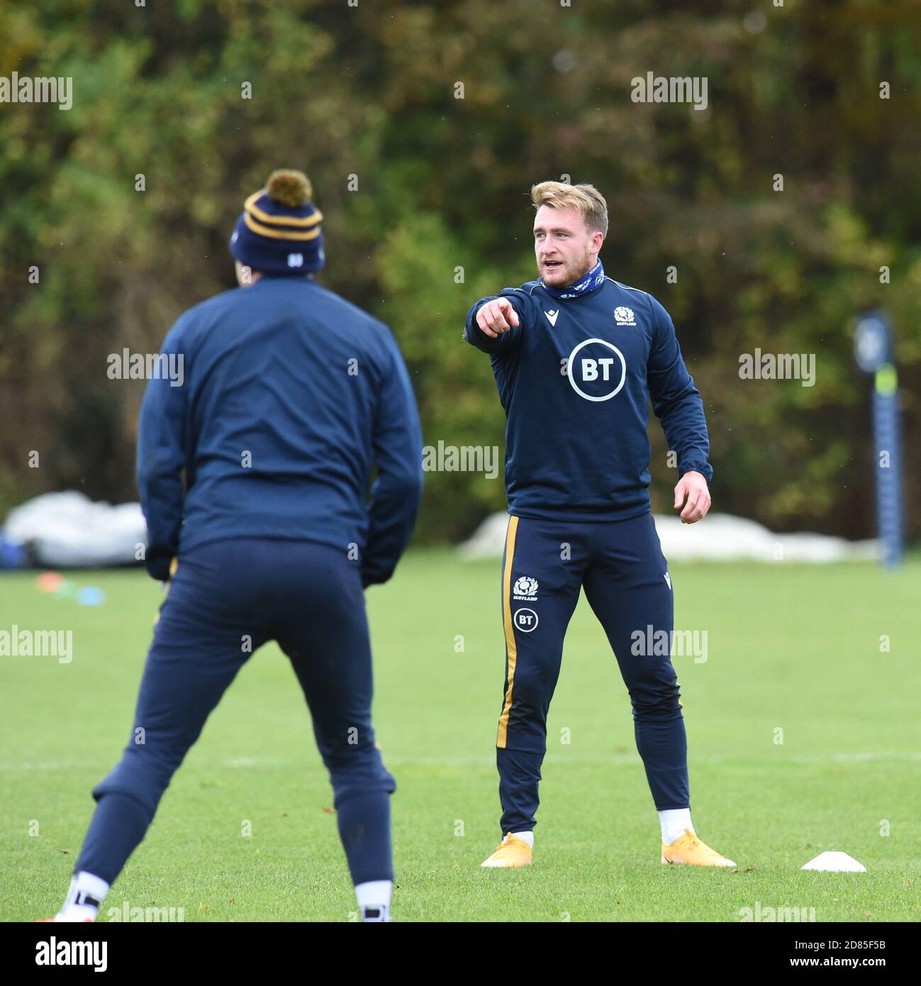Oriam Sports Center Riccarton, Edimburgo. Scozia Regno Unito. 27 ottobre 20 sessione di allenamento del Rugby in Scozia in vista della partita finale delle sei Nazioni di Guinness contro il Galles . Stuart Hogg (Exeter Chiefs ) Credit: eric mcowat/Alamy Live News Foto Stock