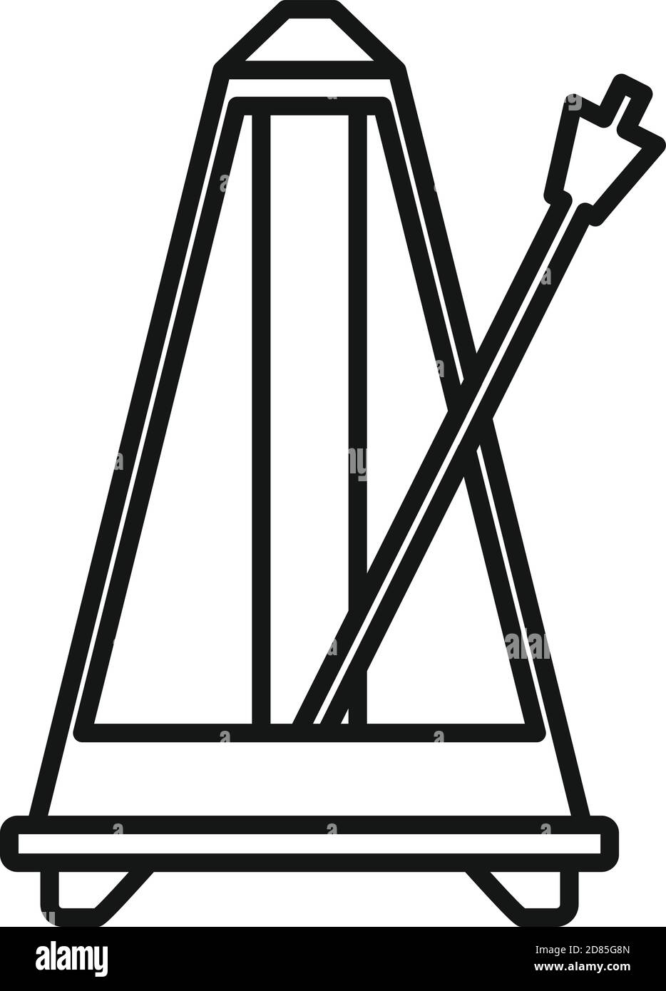 Icona del metronomo classico, stile del contorno Illustrazione Vettoriale