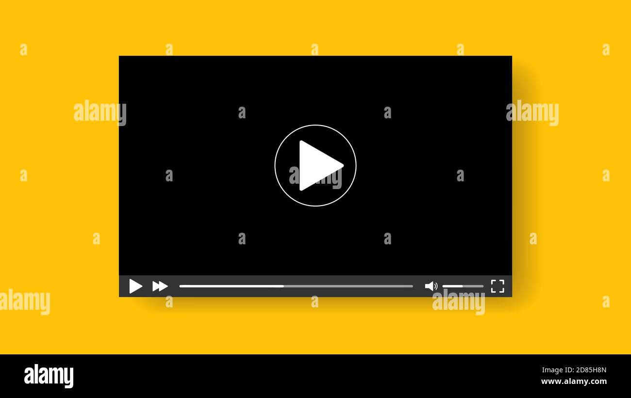 Video Video Multimedia Player Mockup Template Design per il Web Illustrazione Vettoriale