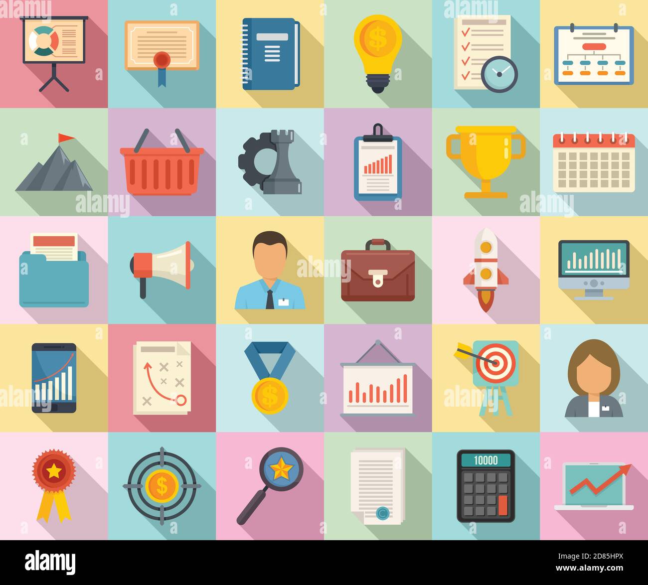 Set di icone di Product Manager, stile piatto Illustrazione Vettoriale