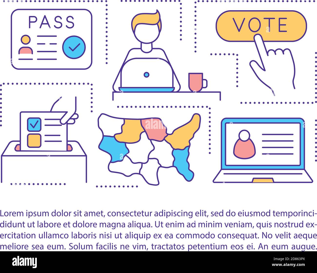 Icona del concetto di votazione online con testo Illustrazione Vettoriale