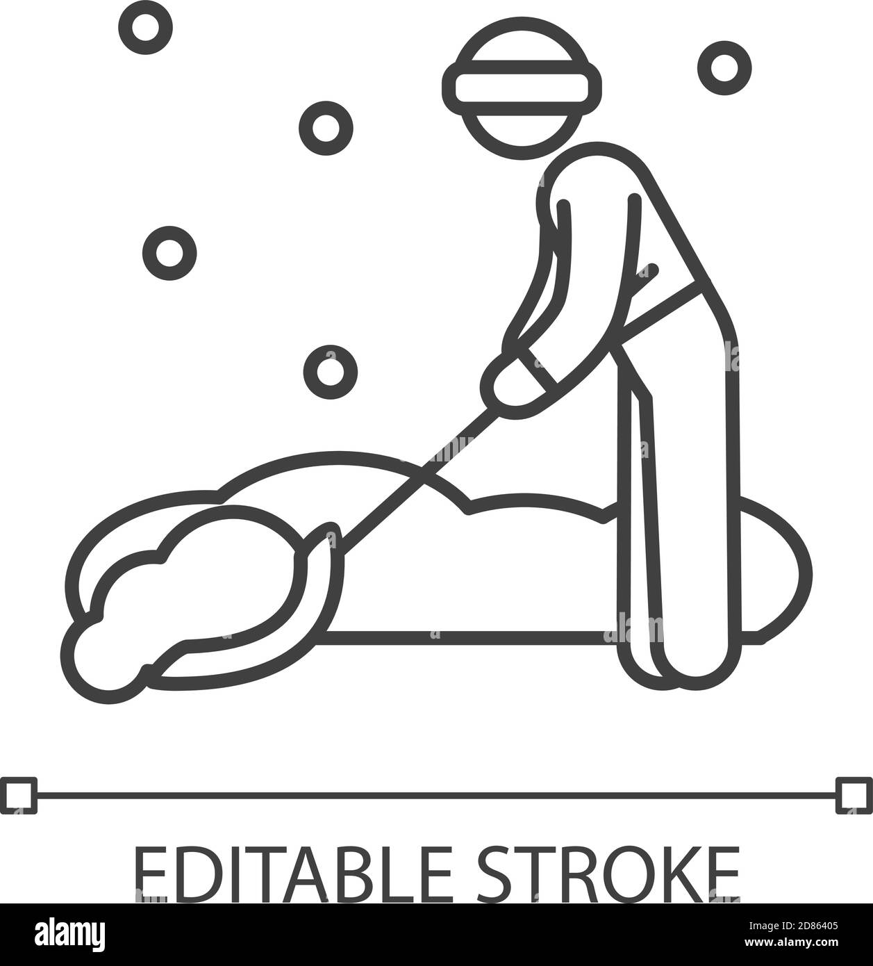Icona lineare del lavoro di rimozione della neve Illustrazione Vettoriale