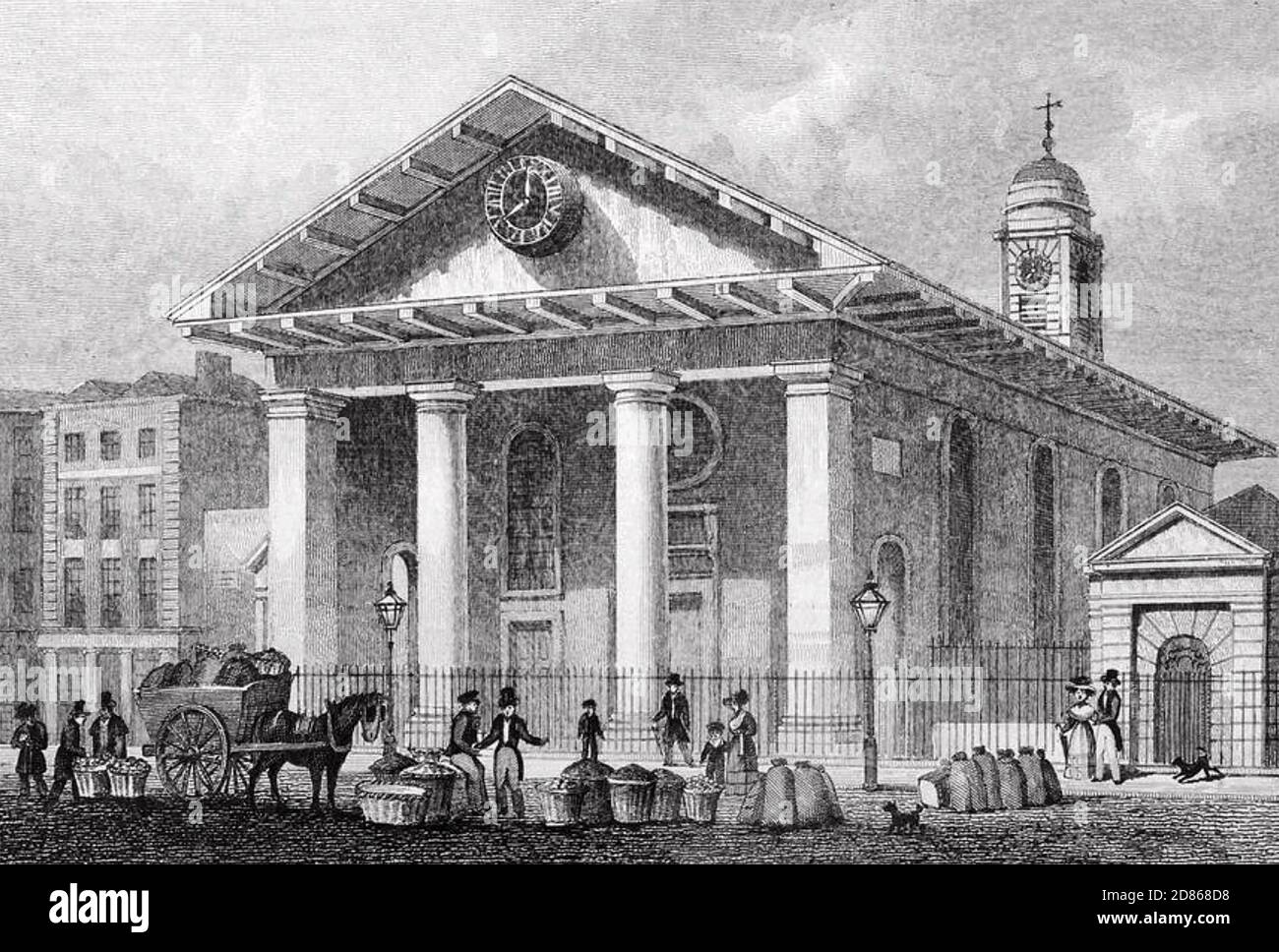 ST. PAUL'S CHURCH, Covent Garden, Londra, circa 1812 Foto Stock