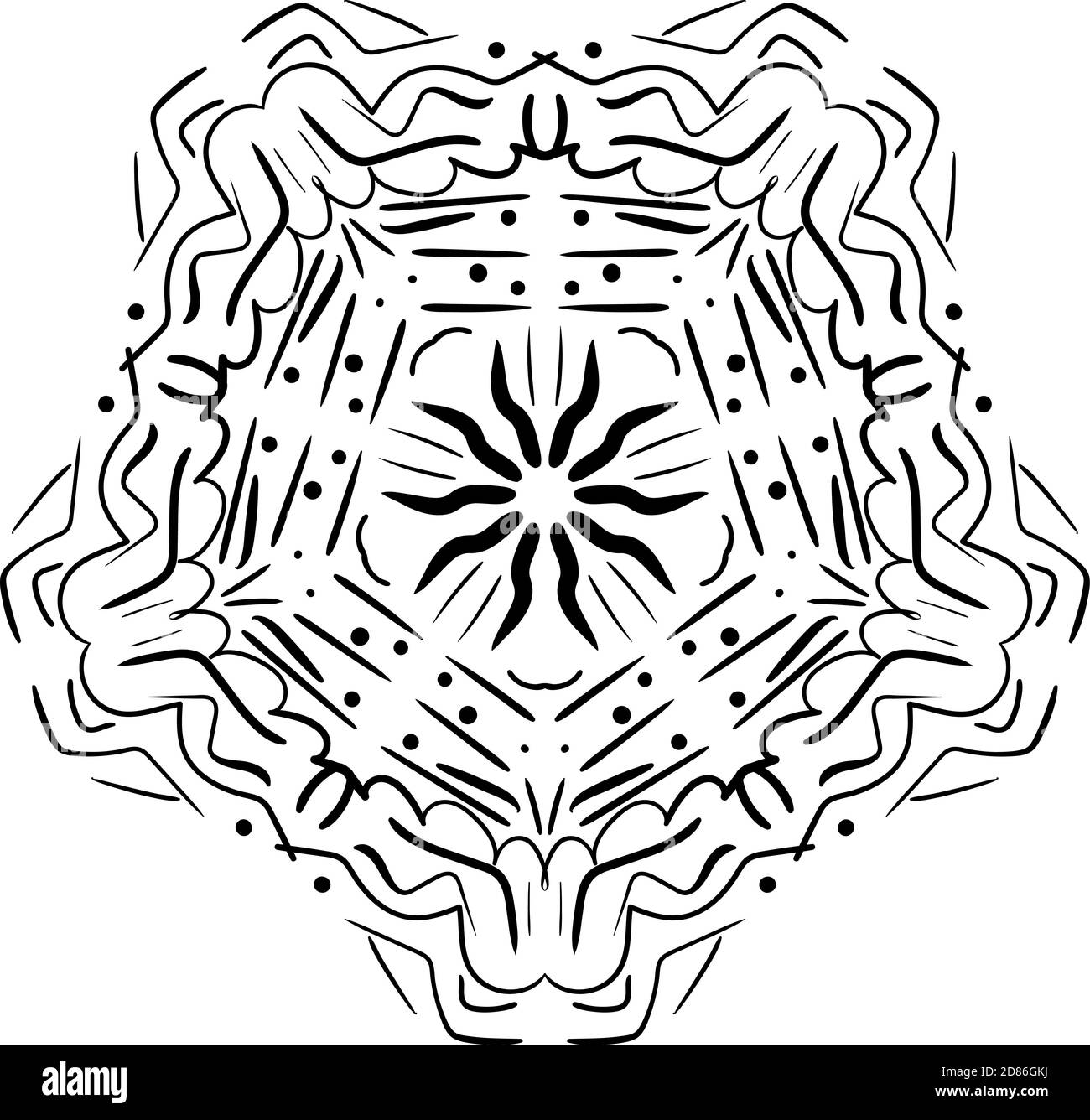 Mandala. Motivo bianco nero rotondo ornamento. Elementi decorativi vintage. Sfondo disegnato a mano. Arabo, Islam, Indiano Foto Stock
