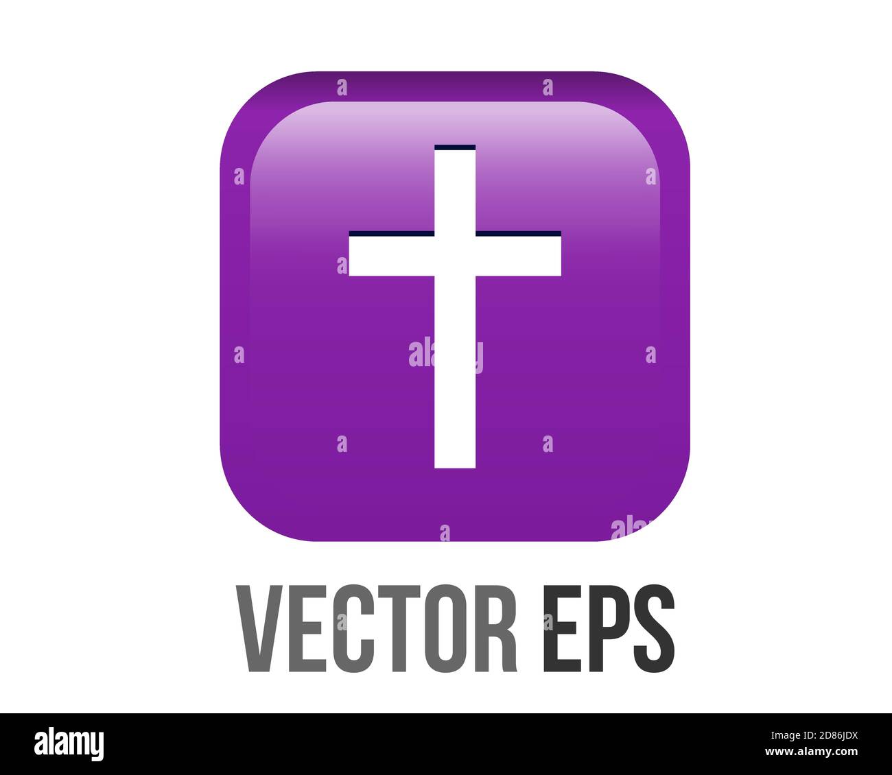 Il vettore isolato gradiente viola latino, icona croce cristiana pulsante angolo rotondo Illustrazione Vettoriale