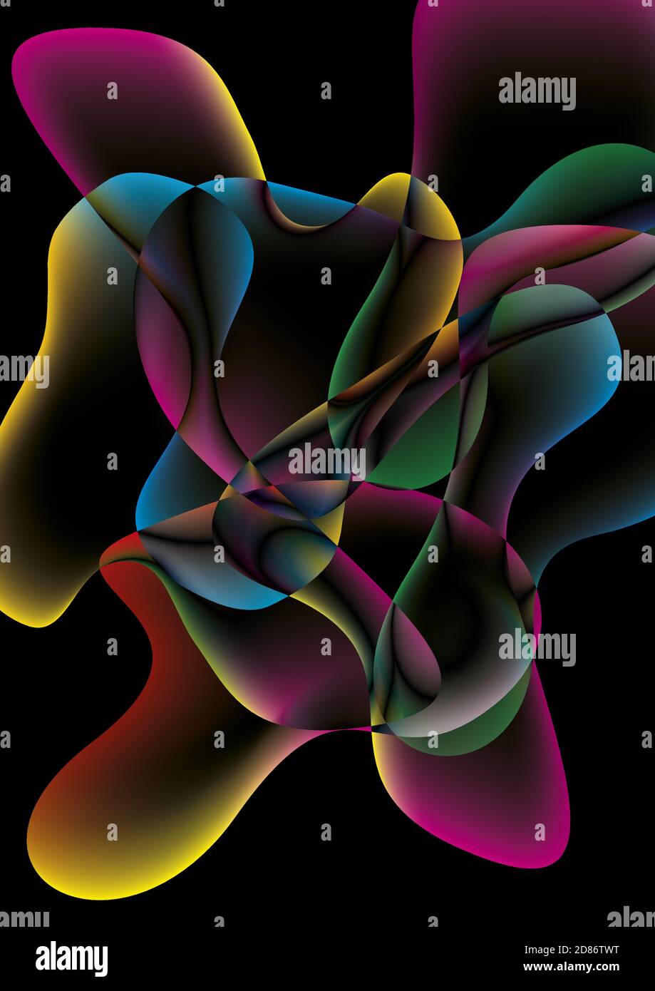 Immagine di gocce colorate su sfondo bianco Foto Stock