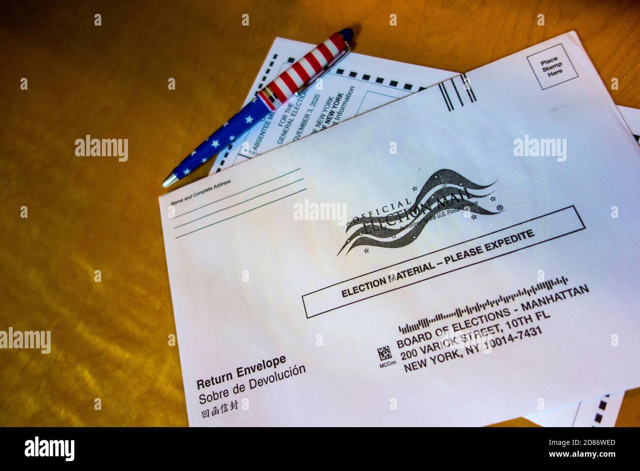 Voto degli assenti dello Stato di New York per le elezioni presidenziali degli Stati Uniti del 2020. Foto Stock