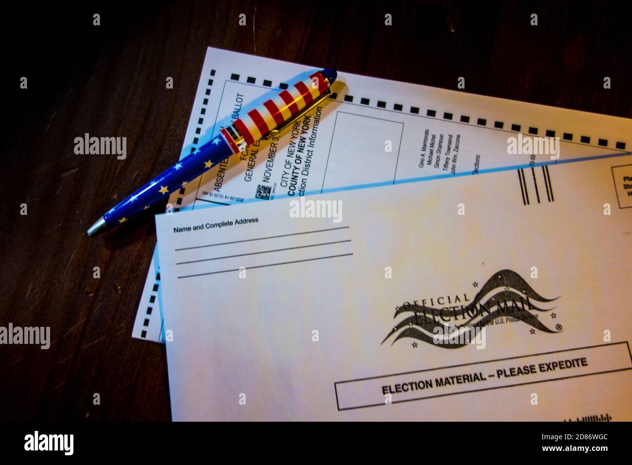 Voto degli assenti dello Stato di New York per le elezioni presidenziali degli Stati Uniti del 2020. Foto Stock