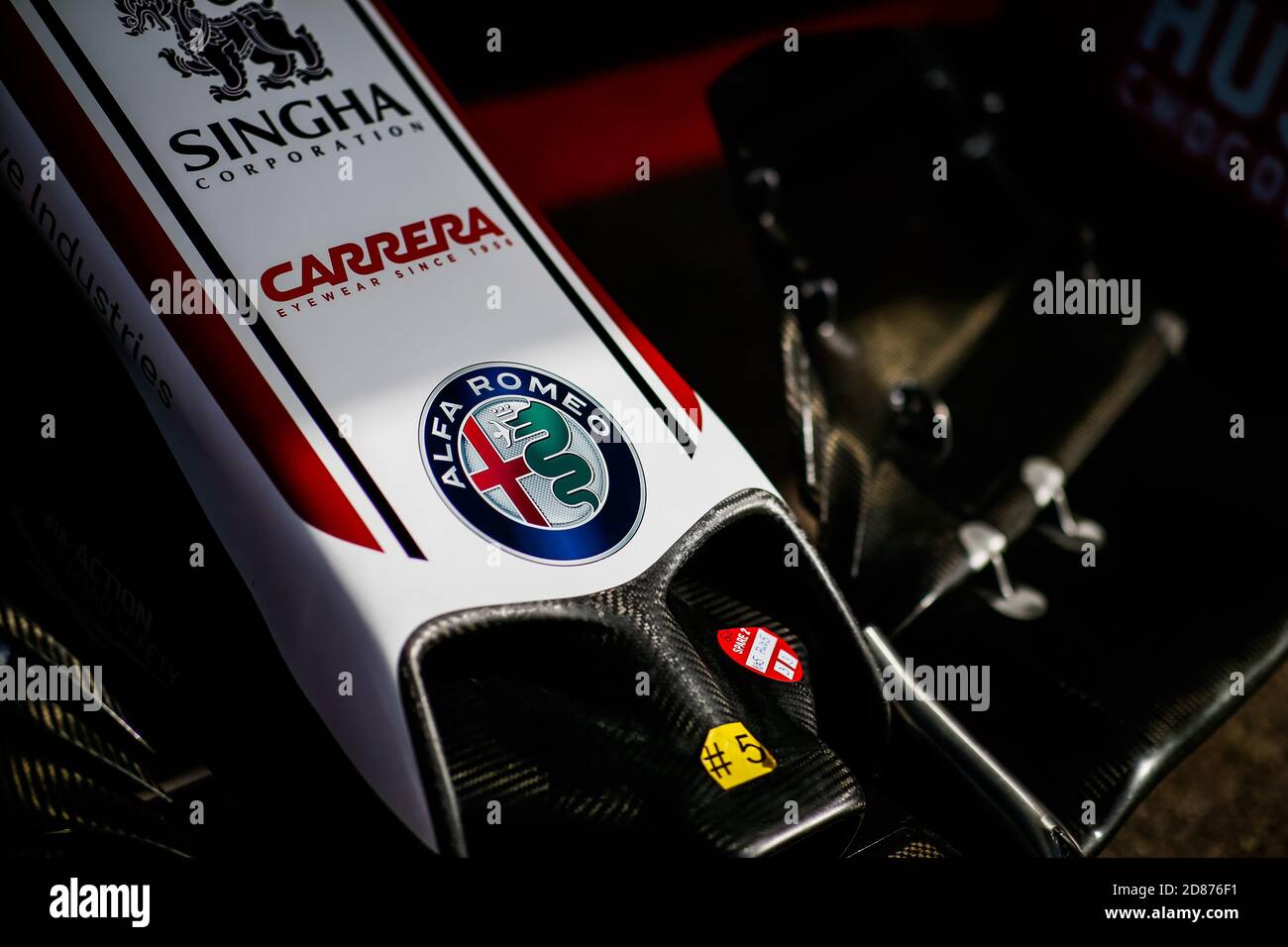Alfa Romeo Racing logo del Team ORLEN, ala anteriore, aléron, durante la Formula 1 Heineken Grande Pr.mio de Portugal 2020, Gran Premio del Portogallo, da Oc C. Foto Stock